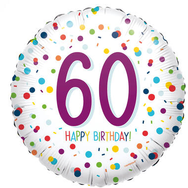 Foil Balloon - "60 HAPPY BIRTHDAY!" - Confetti - 45 cm