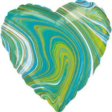 18in/45cm Marblez Blue Green Heart
