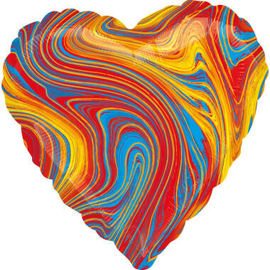 Standard Marblez Colorful Heart Foil Balloon S18 Packaged