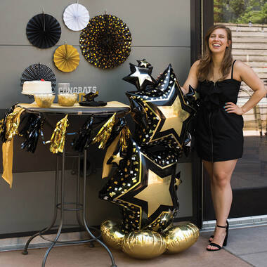 AirLoonz® – Stars New Year – Black Gold – 86 x 149 cm