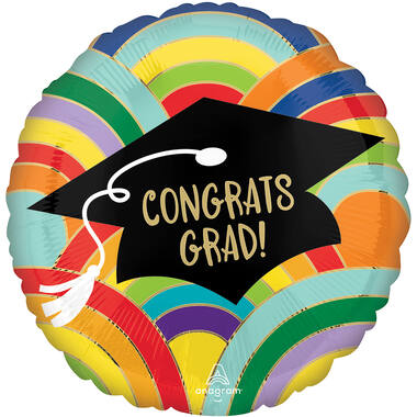 Standard Grad Rainbows All Around Foil Balloon S40 Packaged 43 cm
