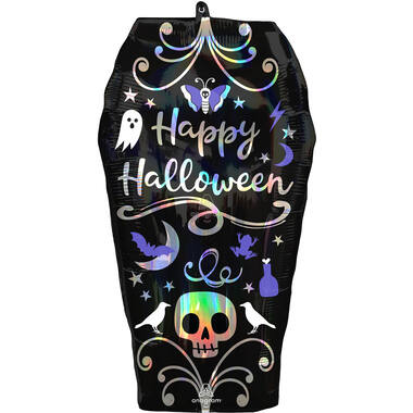 Foil Balloon - Shape - Coffin - Black and Iridescent - 38 x 68 cm