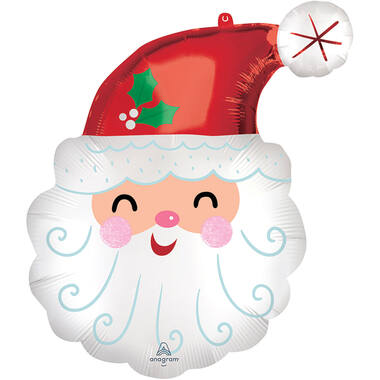 SuperShape Smiley Satin Santa Head Foil Balloon P35 Packaged 48 cm x 6