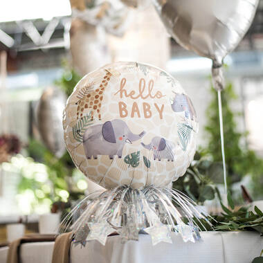 Foil Balloon - "hello BABY" - Satin Soft Jungle Baby - 45 cm