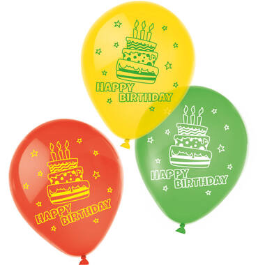 6 Latex Balloons Happy Birthday 22.8 cm / 9"