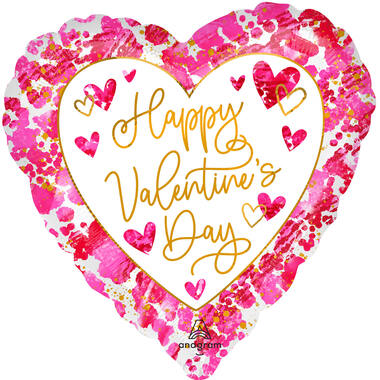 Standard Heartful Valentine's Day Foil Balloon S40 Packaged 43cm