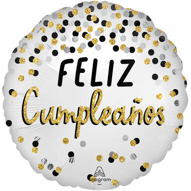 18in/45cm Black Slvr Gld Bday Cumpl