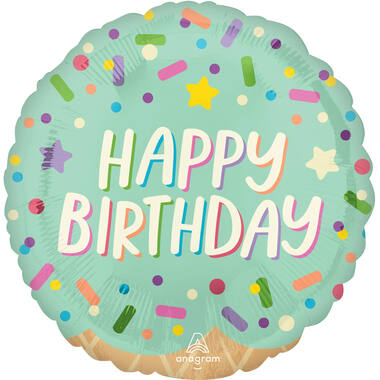 Foil Balloon - "HAPPY BIRYHDAY" - Ice Cream Party - 45 cm