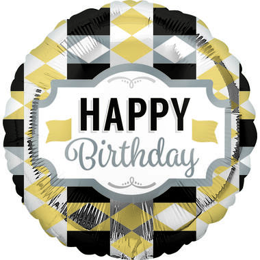 Foil Balloon - Black and Gold "HAPPY Birthday" - 45 cm