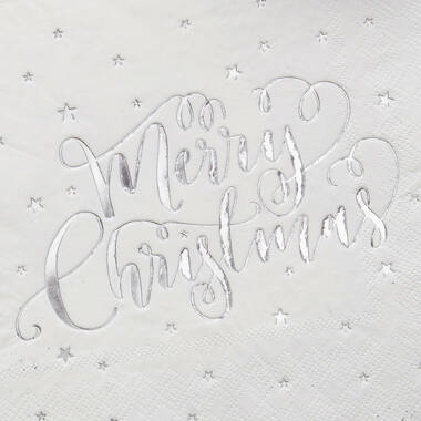 Paper Napkins - Foiled - Merry Christmas - Silver