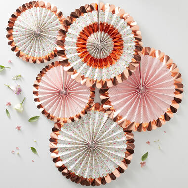 Fan Decorations - Floral - 5 P
