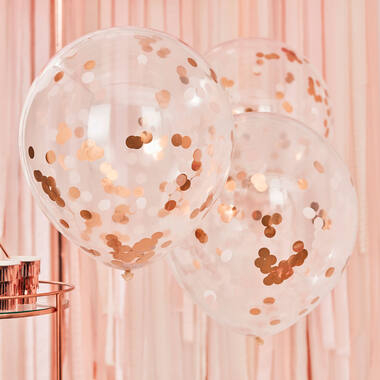 Giant Rose Gold and Blush confetti balloons
