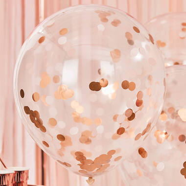 Giant Rose Gold and Blush confetti balloons