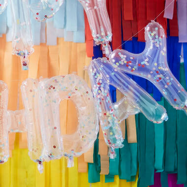 Balloon Bunting - Brights Confetti Clear Foil