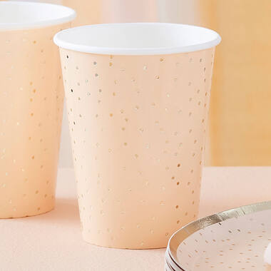 Cup - Peach Ditsy Dot with fringe - Foiled