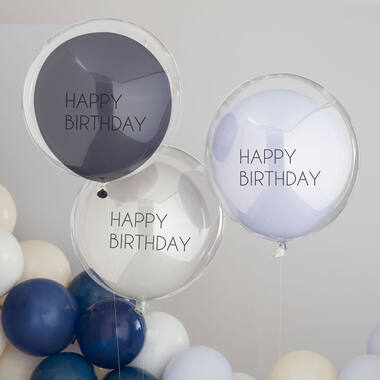 Balloon Bundle - Happy Birthday - Double Stuffed - Blue