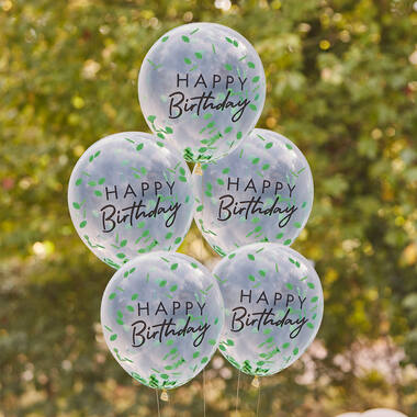 Balloon Bundle - Happy Birthday - Leaf Confetti Filled