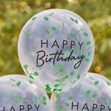 Balloon Bundle - Happy Birthday - Leaf Confetti Filled