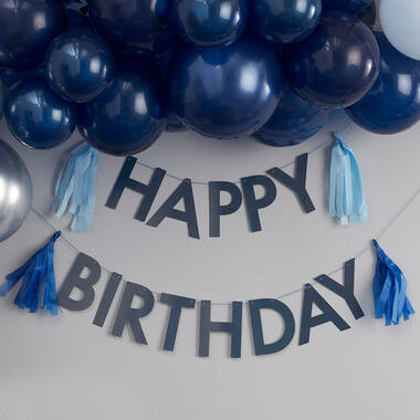 Bunting - Happy Birthday with Tassels - Blue