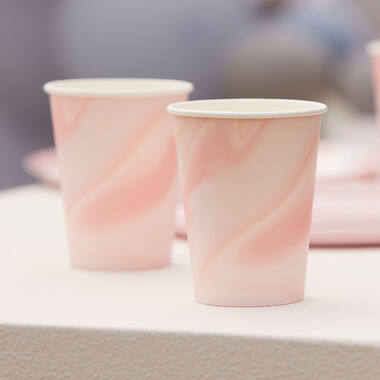 Eco Paper Cups - Marble - Pink
