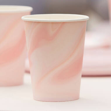 Eco Paper Cups - Marble - Pink