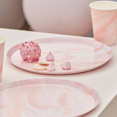 Eco Paper Plates - Marble - Pink