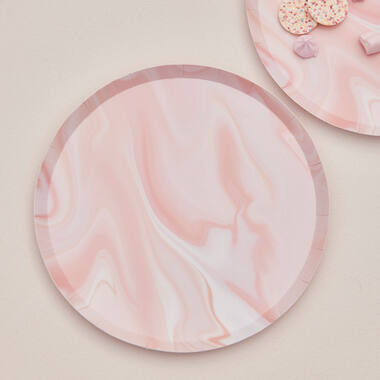 Eco Paper Plates - Marble - Pink