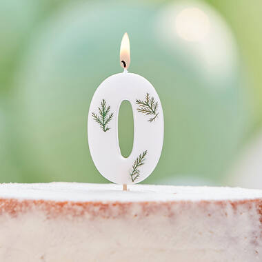 Candle - Number 0 - Pressed Foliage