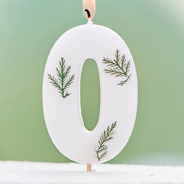 Candle - Number 0 - Pressed Foliage