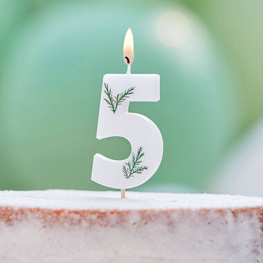 Candle - Number 5 - Pressed Foliage