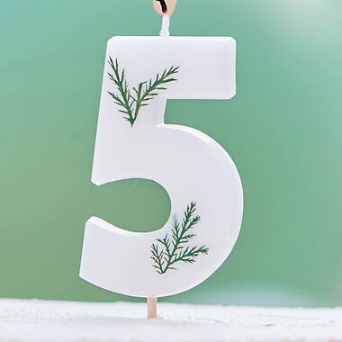 Candle - Number 5 - Pressed Foliage