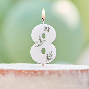 Candle - Number 8 - Pressed Foliage