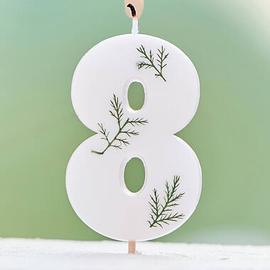 Candle - Number 8 - Pressed Foliage