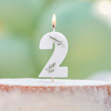 Candle - Number 2 - Pressed Foliage