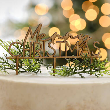 Cake Topper - Merry Christmas - Wood