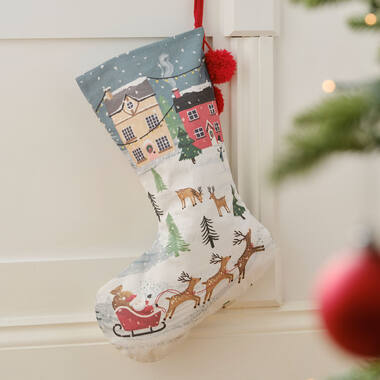 Cotton Stocking - Christmas Scene