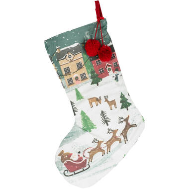 Cotton Stocking - Christmas Scene