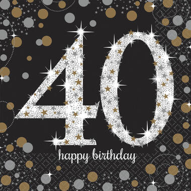 16 Napkins 40 Sparkling Celebration - Silver & Gold 33 x 33 cm