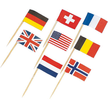 30 Picks Flags Wood 6.5 cm