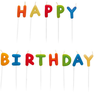 13 Letter Candles Happy Birthday Multicolour Height 7.5 cm