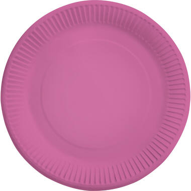8 Plates Bright Pink Round Paper 23 cm