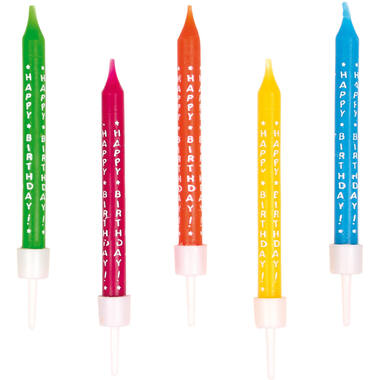 10 Spiral Candles Happy Birthday Multicolour Height 6.3 cm
