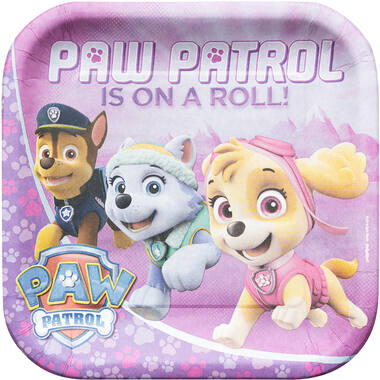 8 Plates Pink Paw Patrol Squared Paper 23 x 23 cm