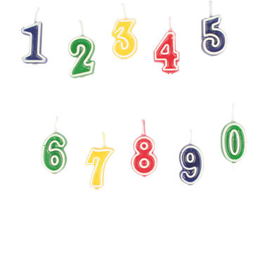 Set of Numeral Candles 0 - 9 Multicolour Height 5.5 cm