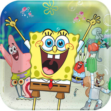 8 Plates SpongeBob Squared Paper 23 x 23 cm