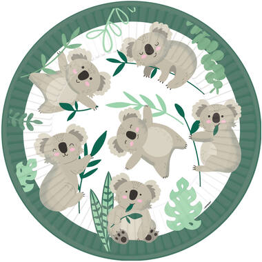 8 Plates Koala Round Paper 23 cm