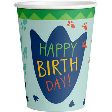 8 Paper Cups Dino-Mite Paper  250 ml