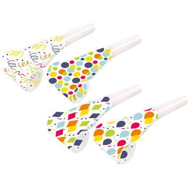 4 Blowouts Assorted Plastic / Paper 30 cm