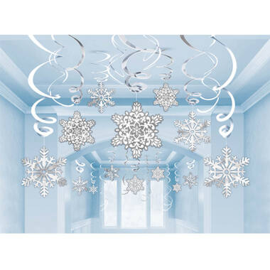 30 Swirl Decorations Snowflake Foil / Paper 61 cm