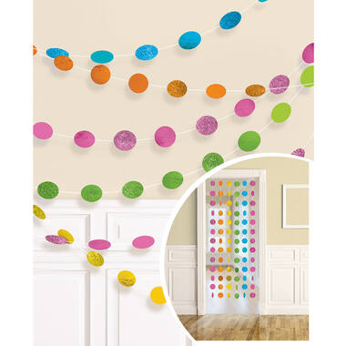 6 String Decorations Glitter Multicolour Foil 213 cm